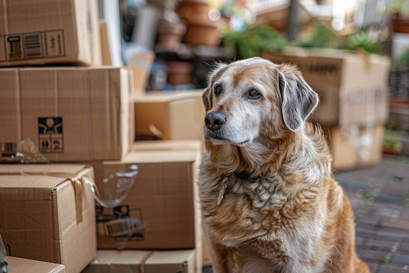 Chien senior se reposant paisiblement dans sa nouvelle maison à Clichy après un déménagement réussi